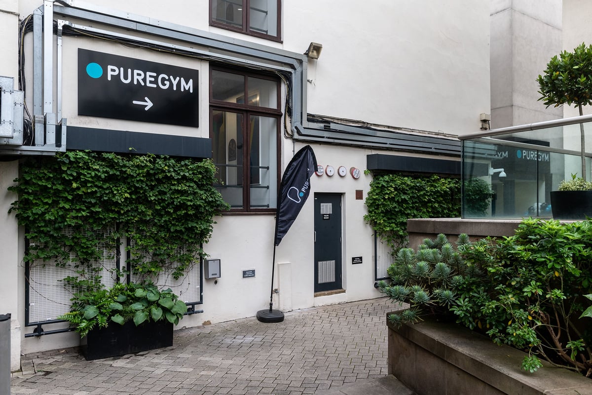 PureGym London Angel: Exterior of a gym facility with green foliage and signage indicating "PUREGYM".