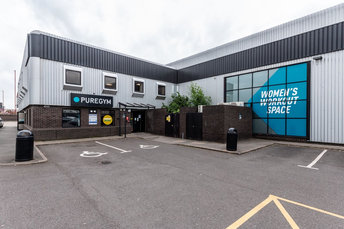 PureGym Brierley Hill: Gym exterior with 'Women's Workout Space' signage, PureGym branding visible.