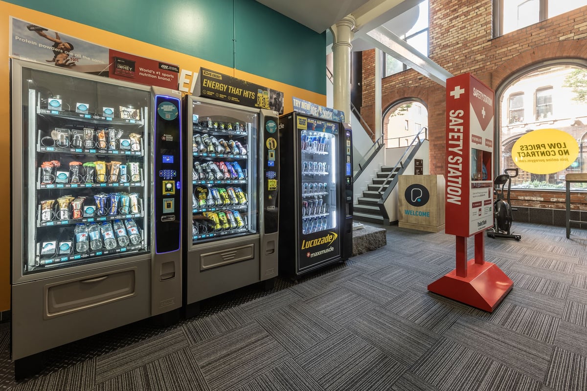 PureGym Belfast Adelaide Street vending machines and safety station