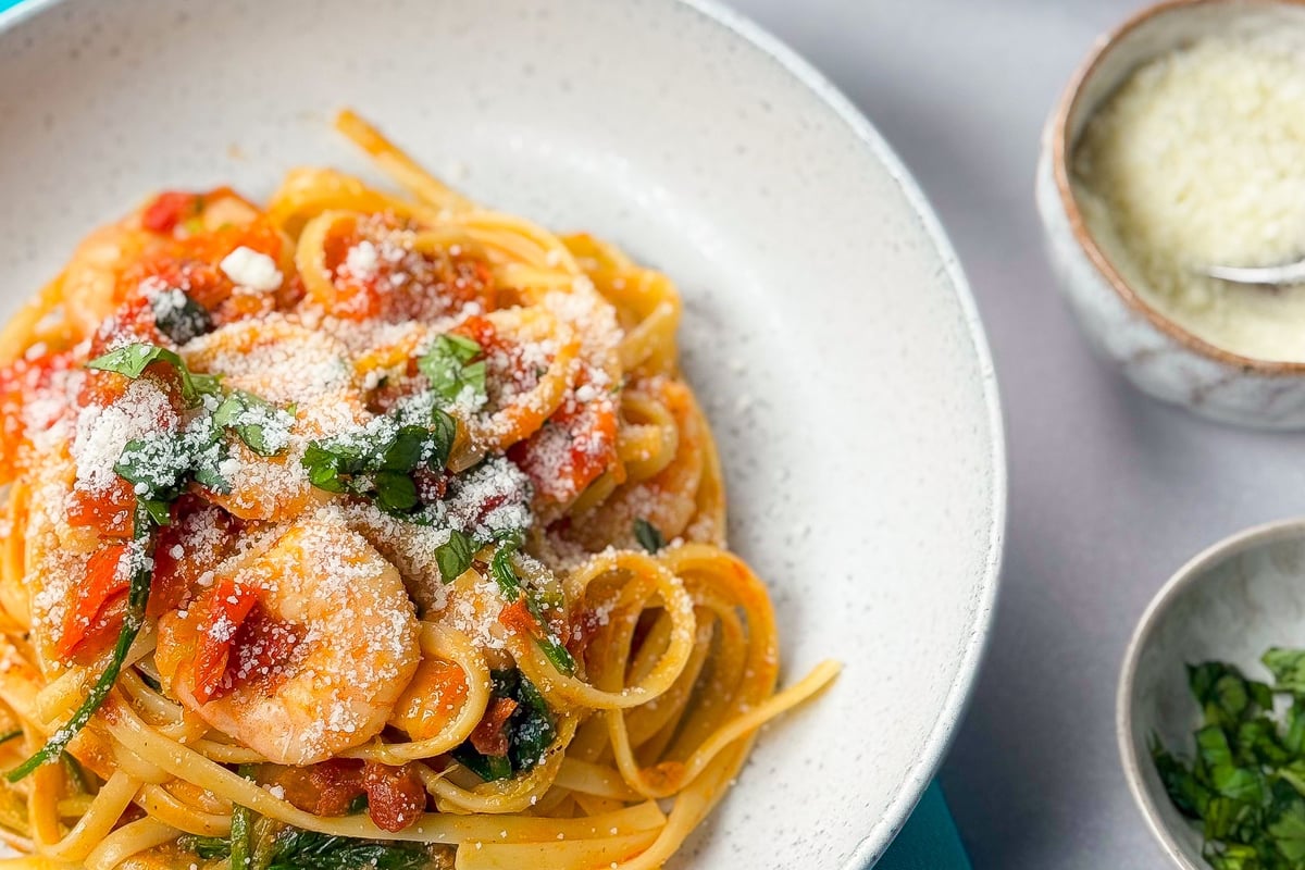 Rezept für Chili-Riesengarnelen-Linguine