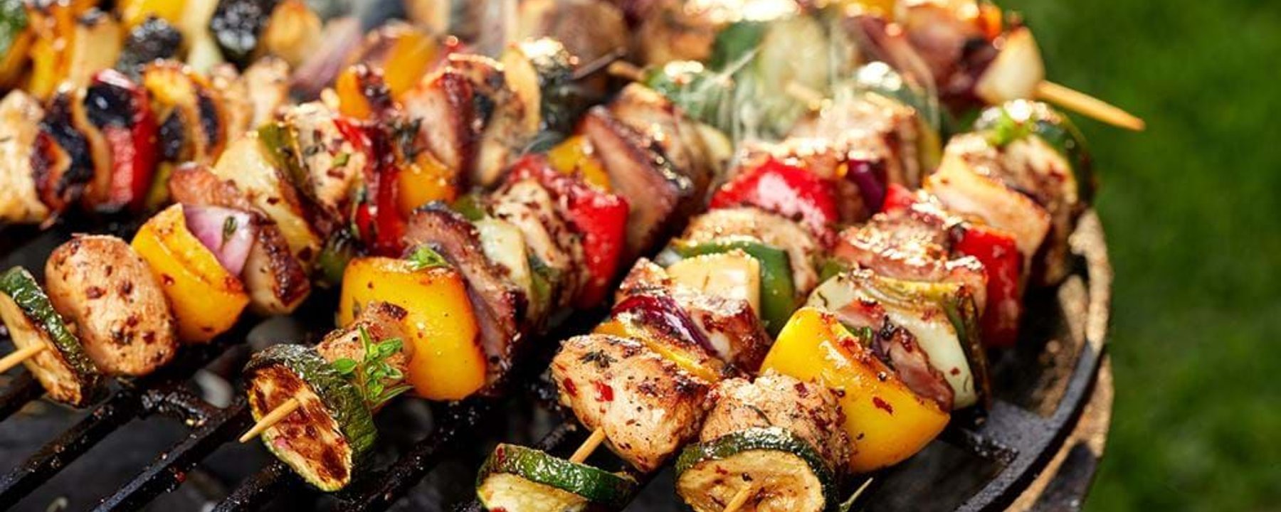 chicken skewers on bbq