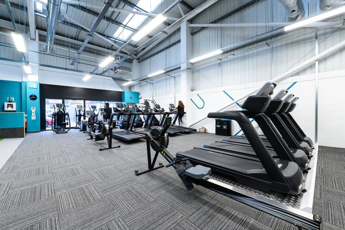 PureGym Rayleigh: Rows of treadmills, exercise bikes and ellipticals in a gym studio.