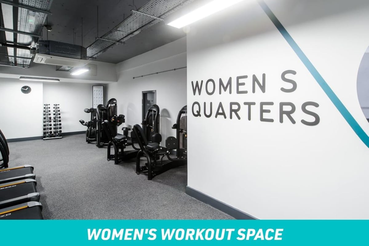 PureGym London Wembley: Women's Quarter sign denoting Women's workout space in a gym