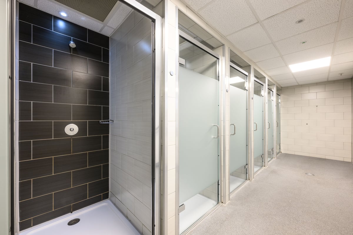 PureGym Salford shower cubicles