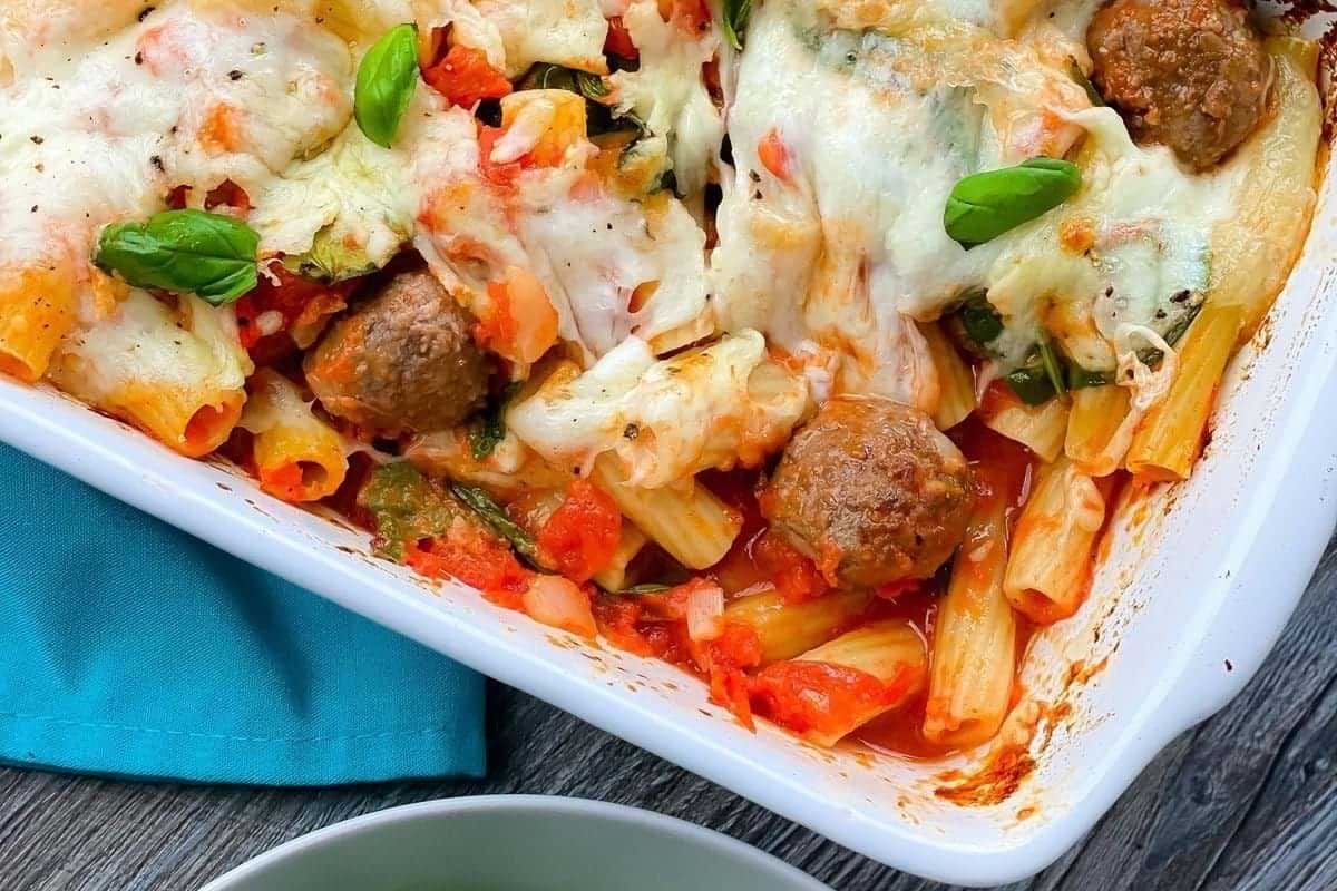 Meatball pasta bake