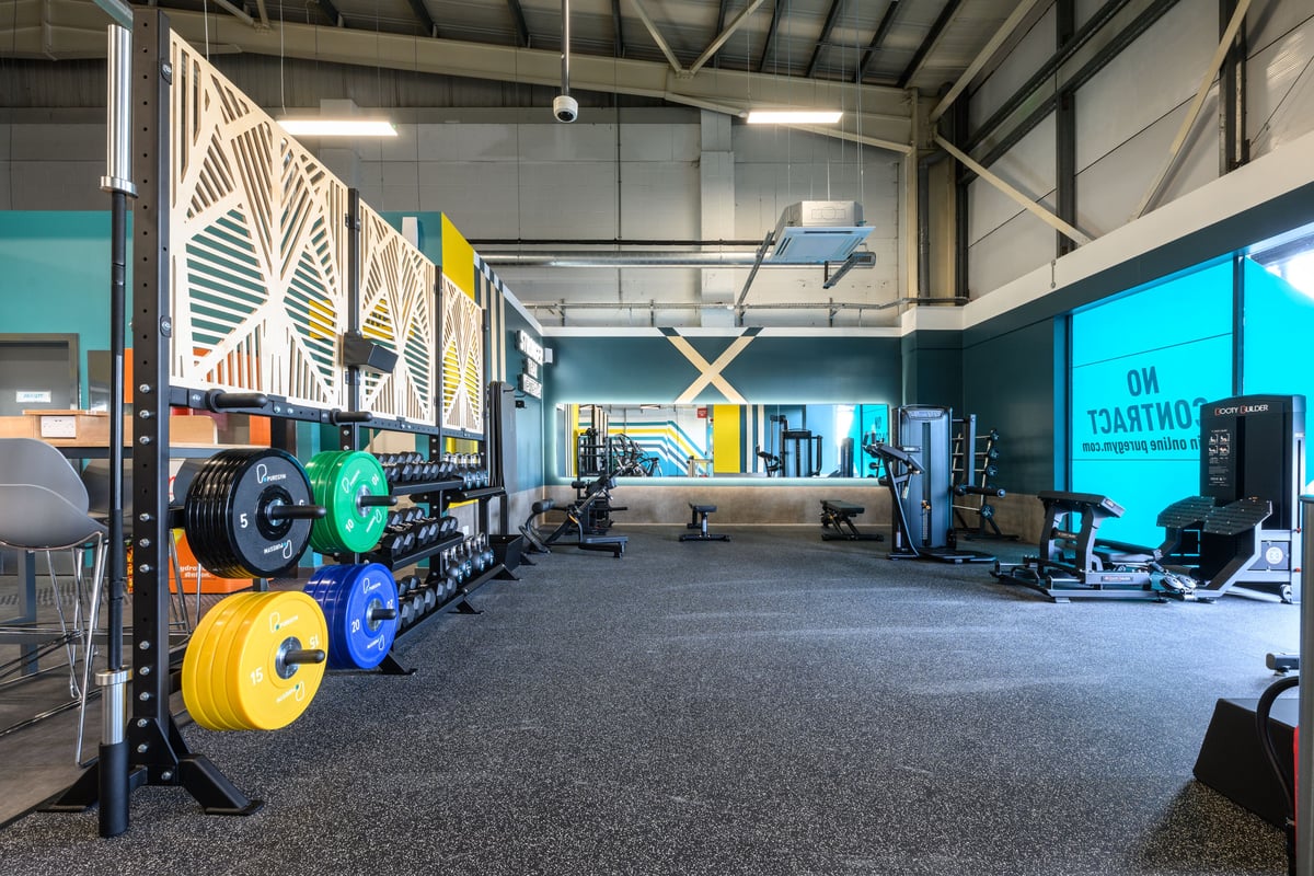 PureGym Clacton stretch area with functional equipment