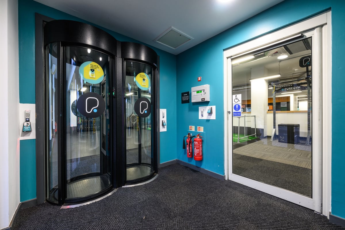 PureGym Glasgow Charing Cross entry pods and disabled access door