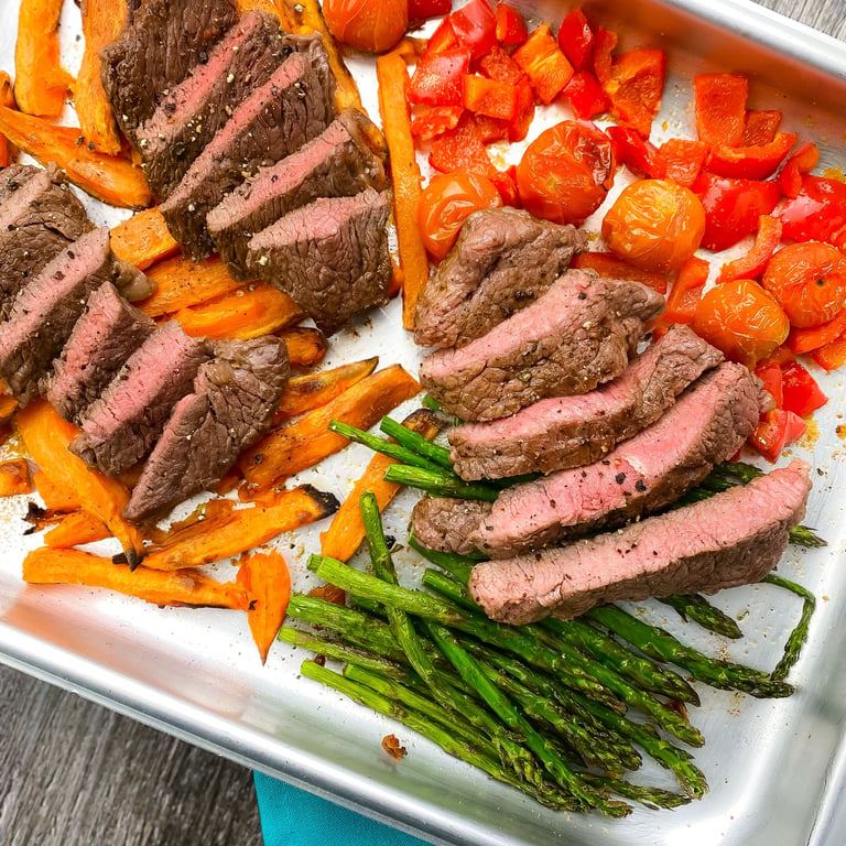 One Pan Steak mit Gemüse Meal Prep Rezept