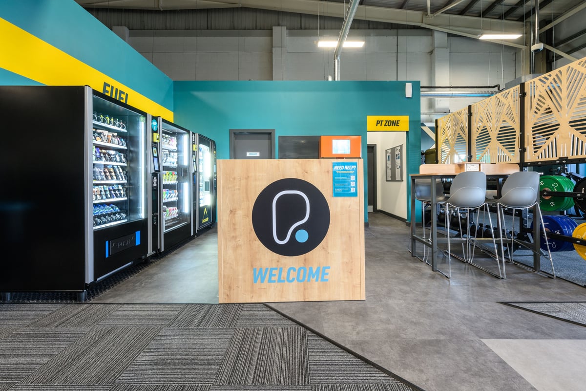 PureGym Clacton hub area with vending machines