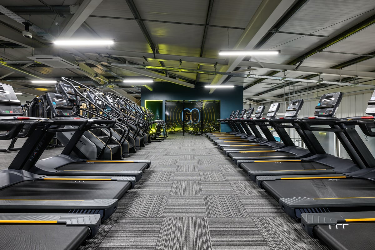 PureGym Brentford: rows of cardio machines in a gym