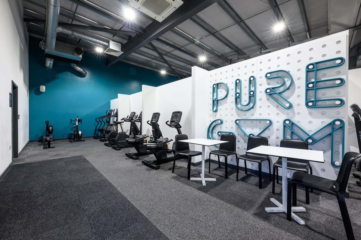 PureGym Colne table & chairs and cardio machines