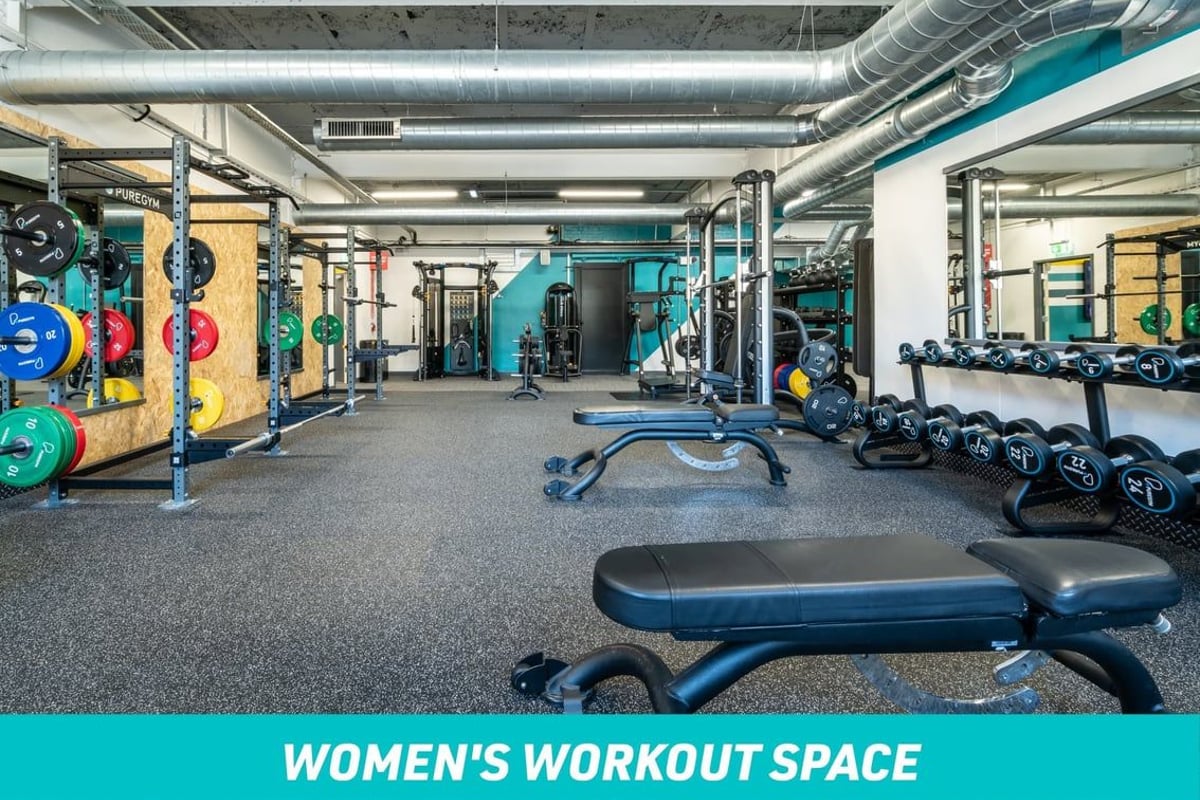 PureGym London Oval Women's Workout Space: dumbbells, benches and squat racks