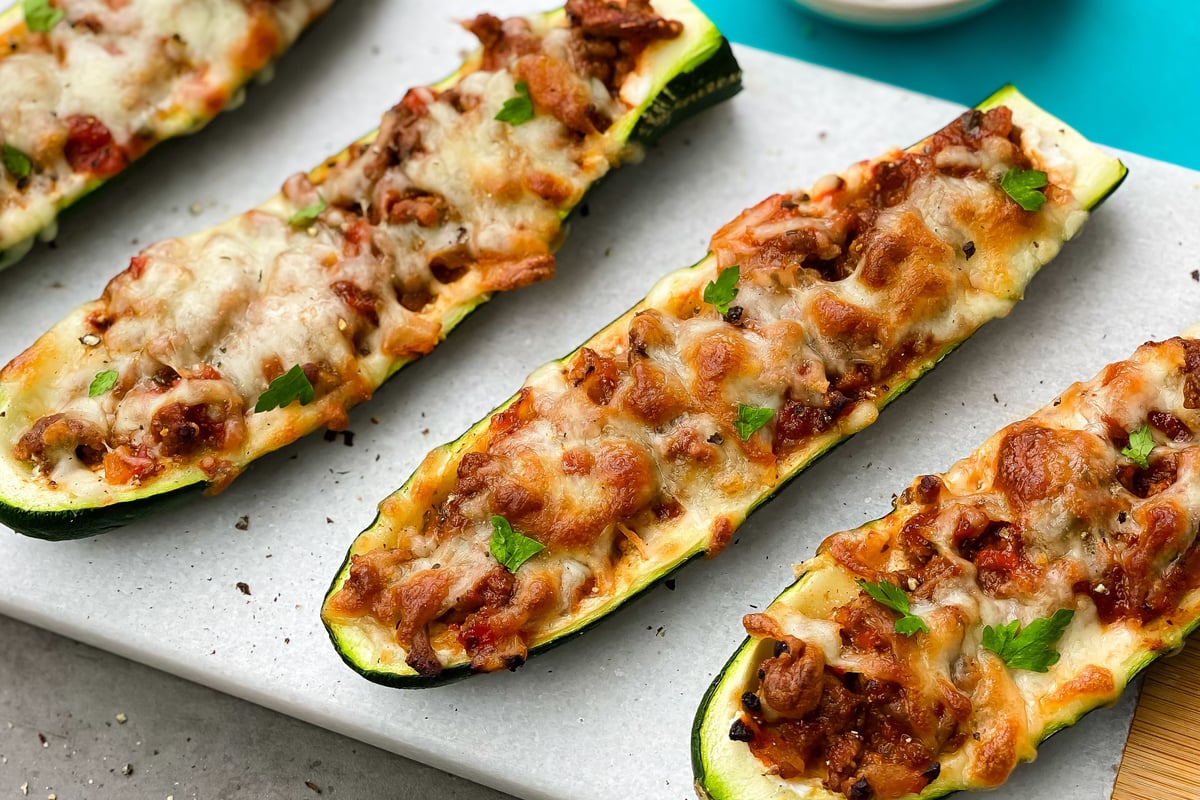 Gefüllte Zucchini-Lasagne-Schiffchen