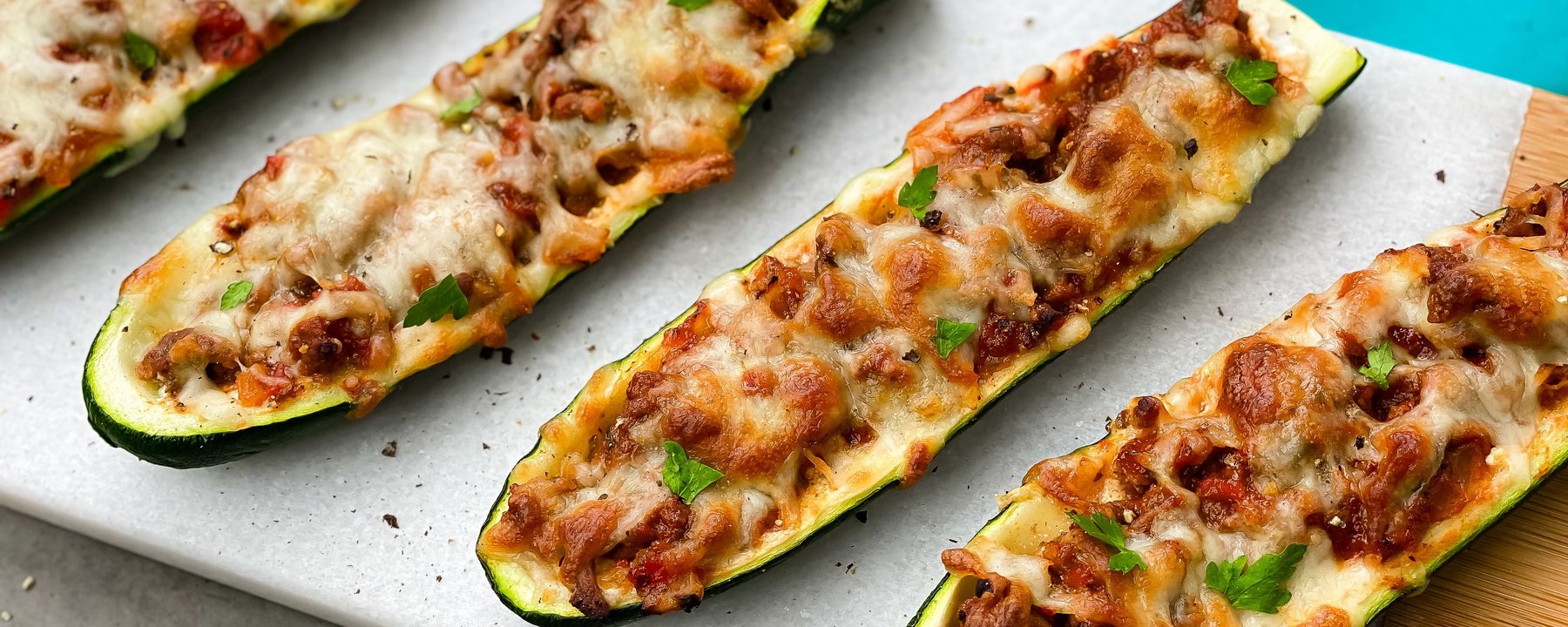 Stuffed courgette lasagne boats recipe