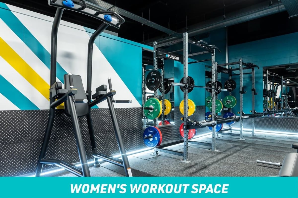 PureGym Norwich Castle Mall Women's Workout Space: Squat rack and pull up & dip bar