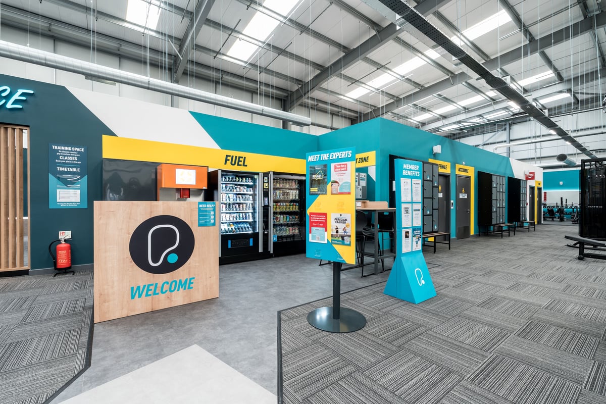 PureGym Scunthorpe hub area with vending machines