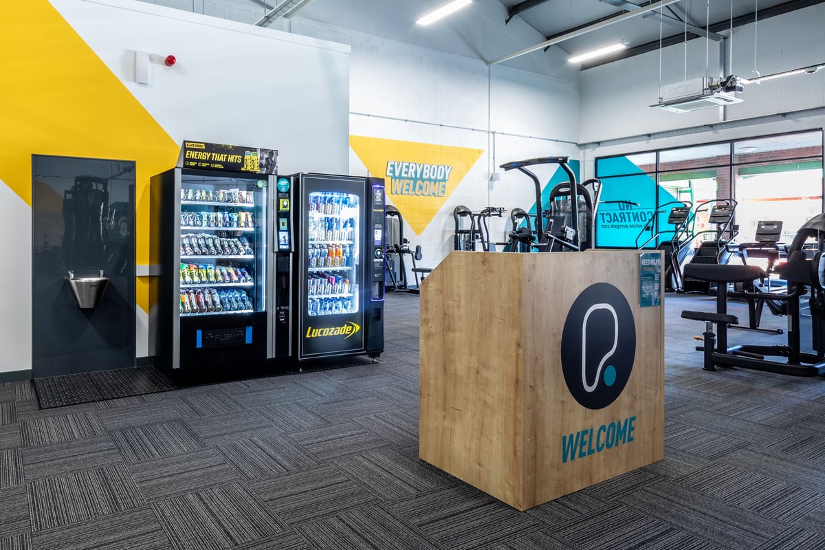 PureGym hub area with vending machines