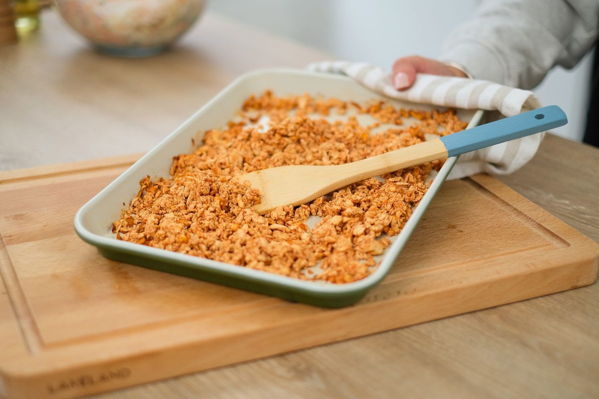 A tray of shredded tofu
