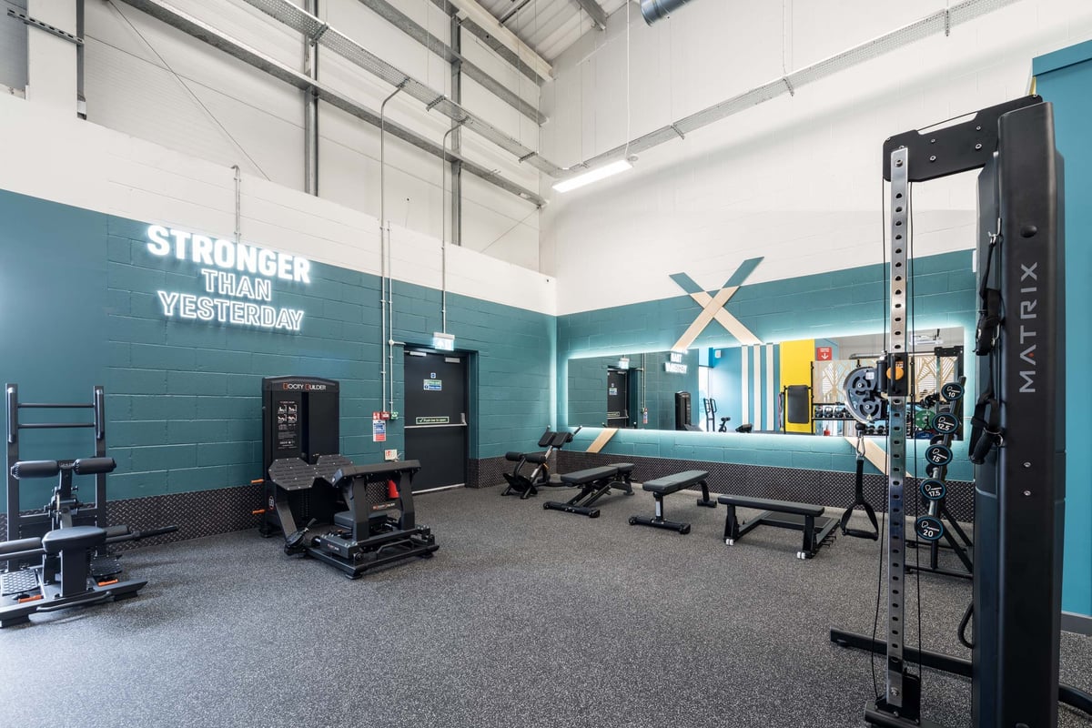 PureGym Blackwood stretch area with booty builder