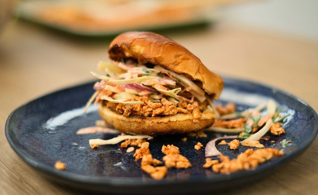 BBQ Shredded Tofu Buns with Herby Slaw