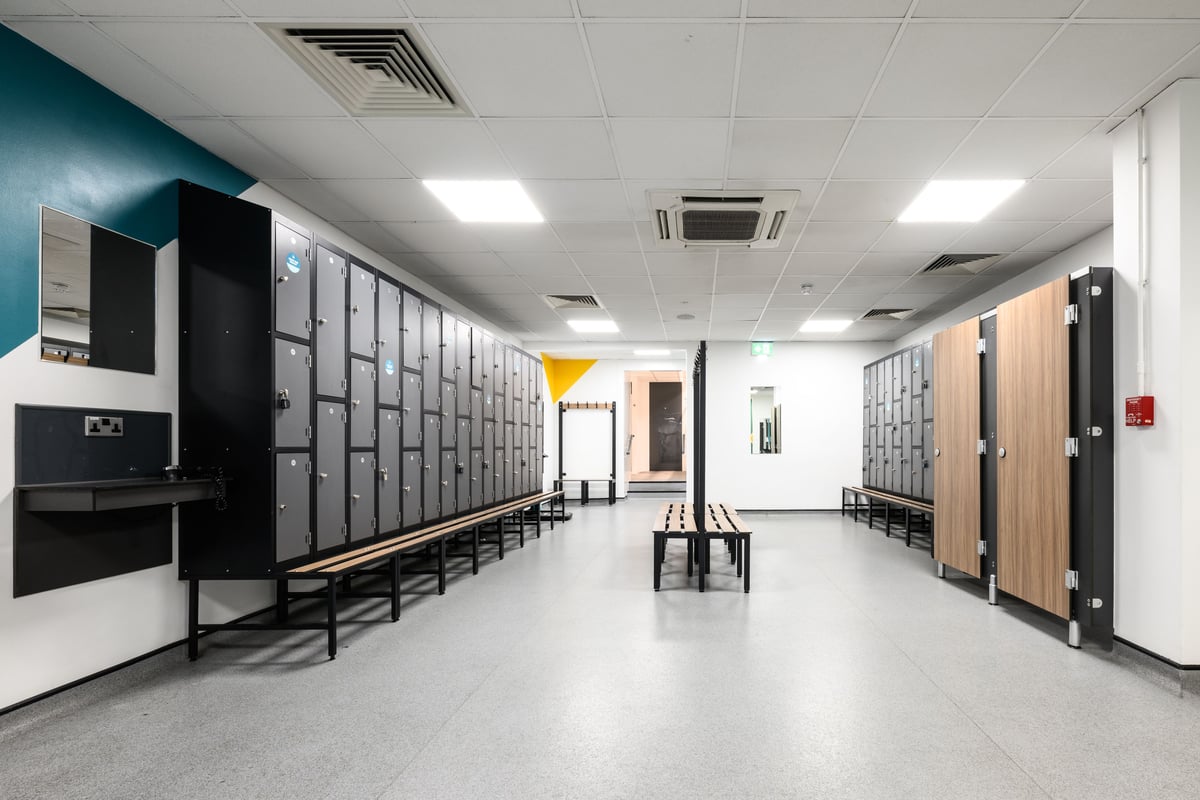 PureGym New Barnet changing rooms with lockers and benches