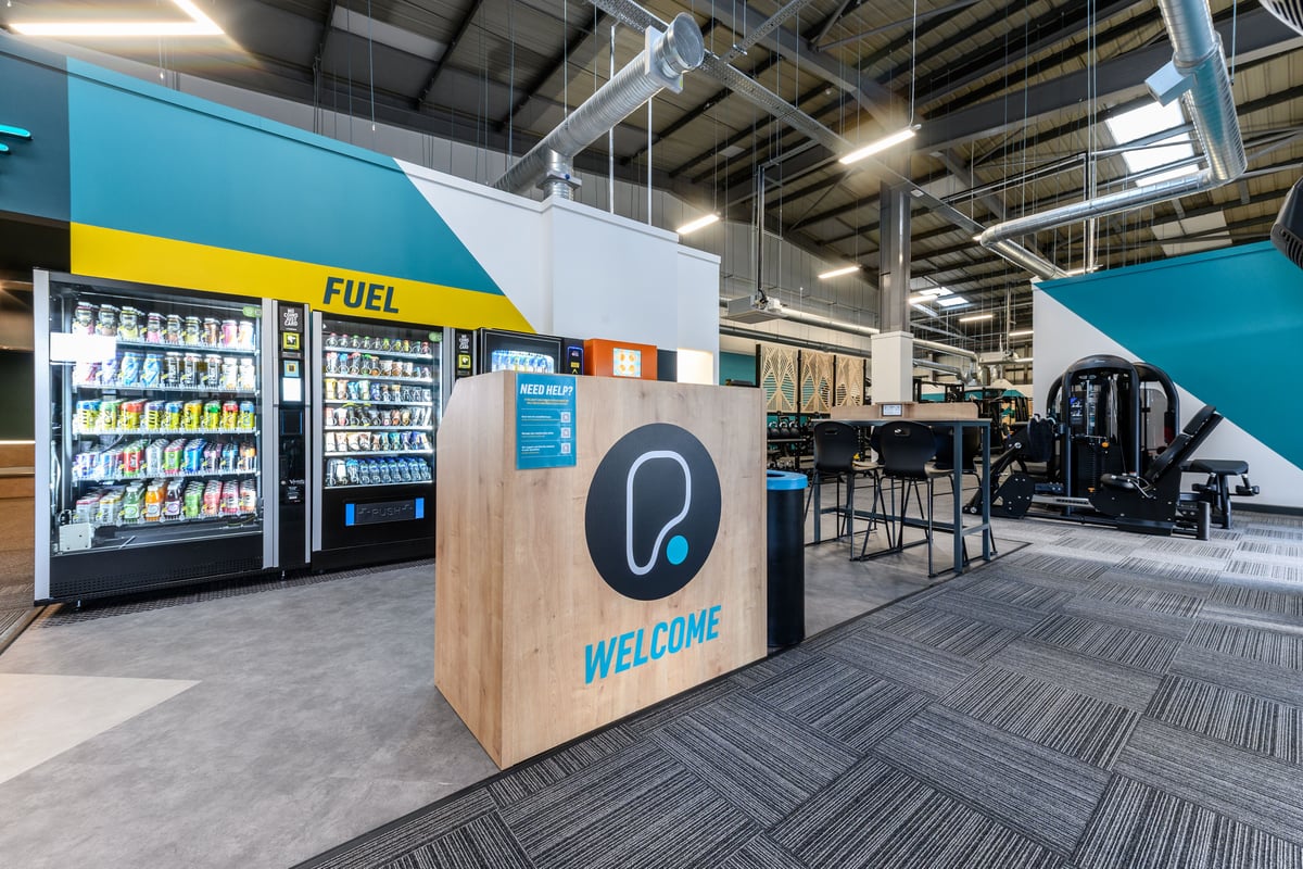PureGym Pontypridd hub area with vending machines