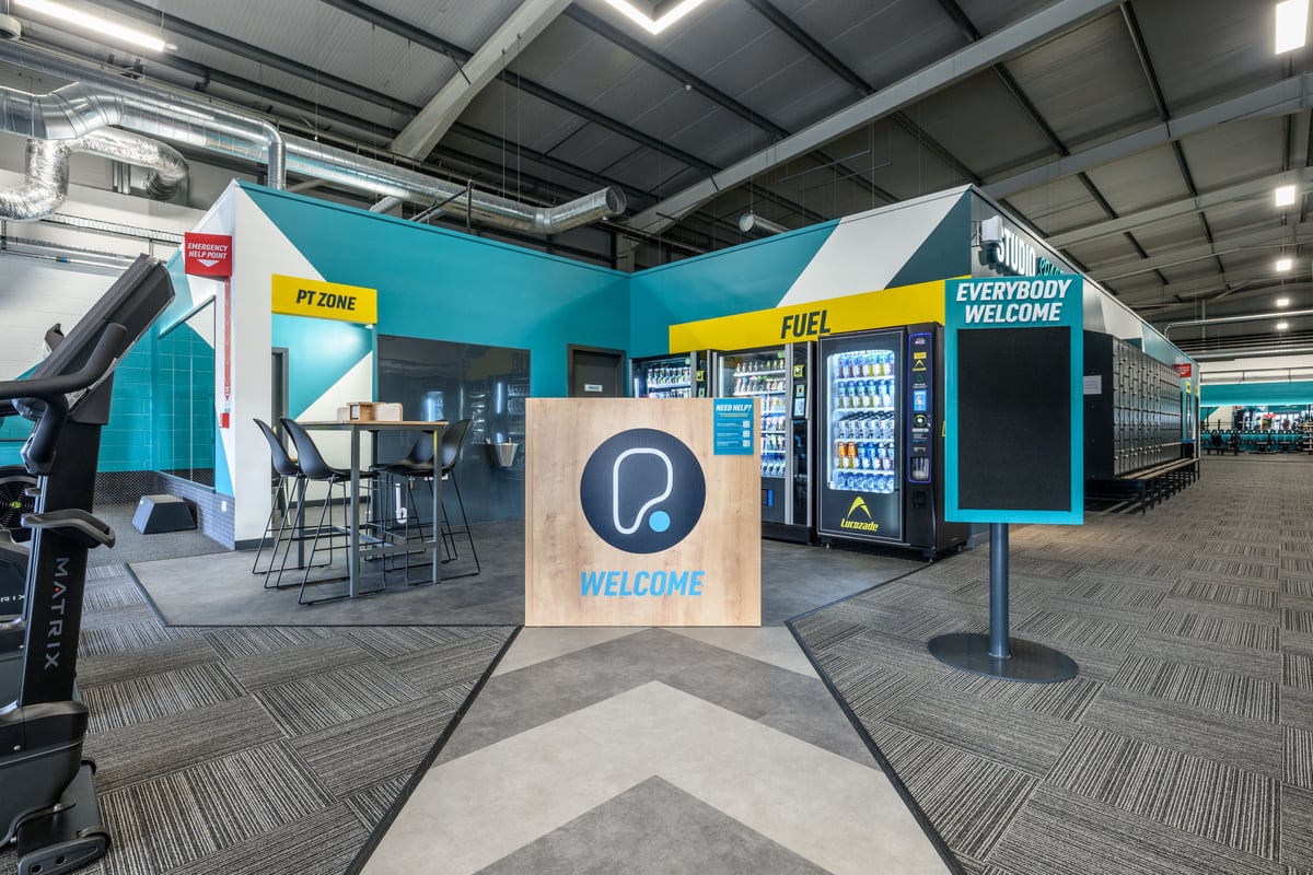 PureGym Harold Wood hub area with vending machines