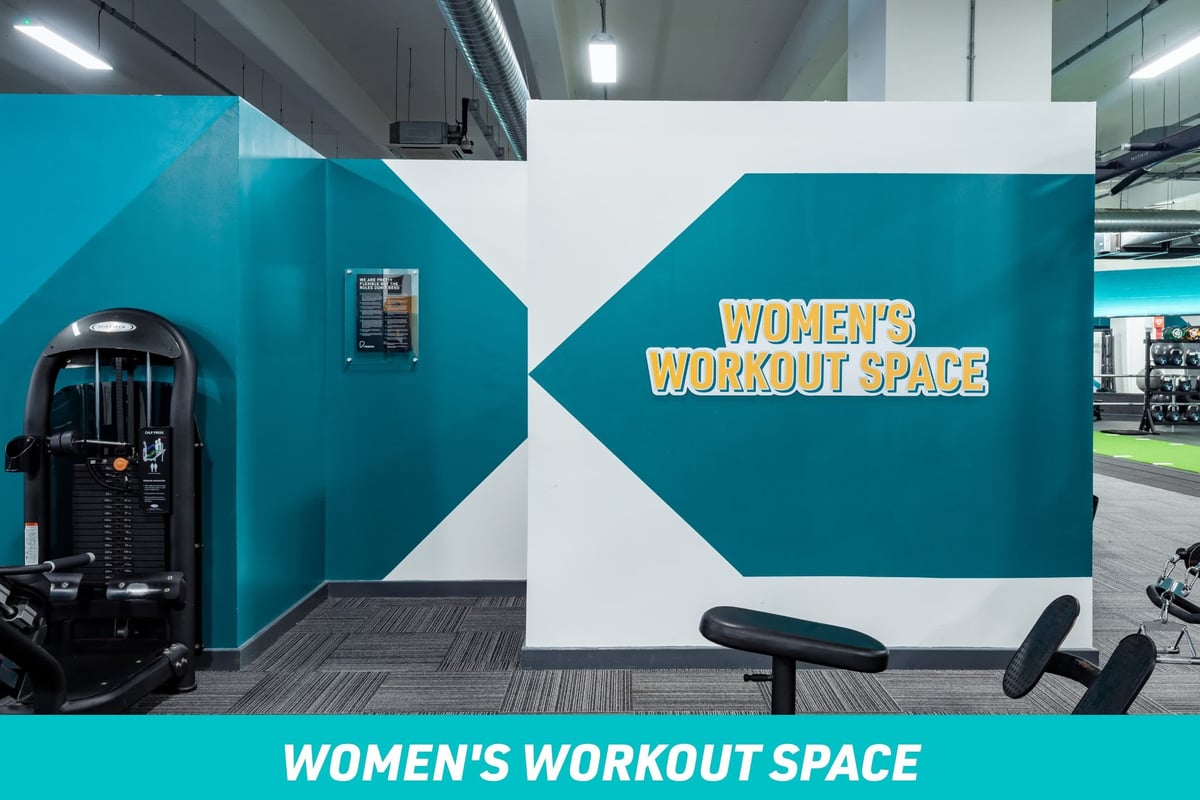 PureGym Leicester St Georges Way: Women's workout space entrance sign painted on a wall