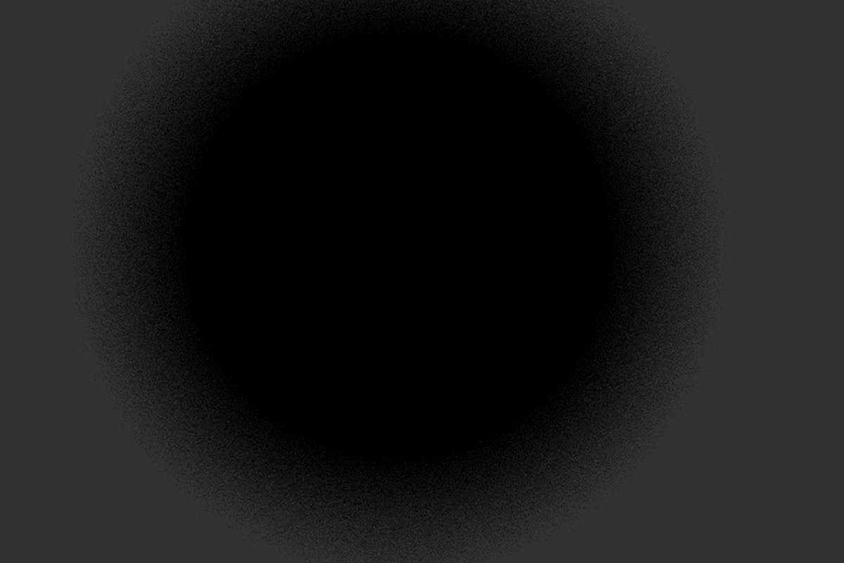 Black circle with a soft grey gradient on a dark grey background with rounded corners