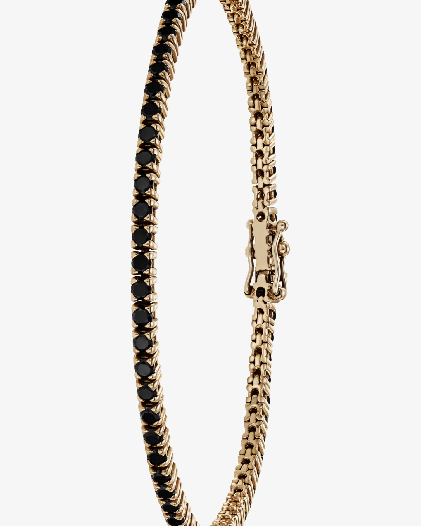 Złota bransoletka tenisowa Éternité z czarnymi diamentami 1.8 ct