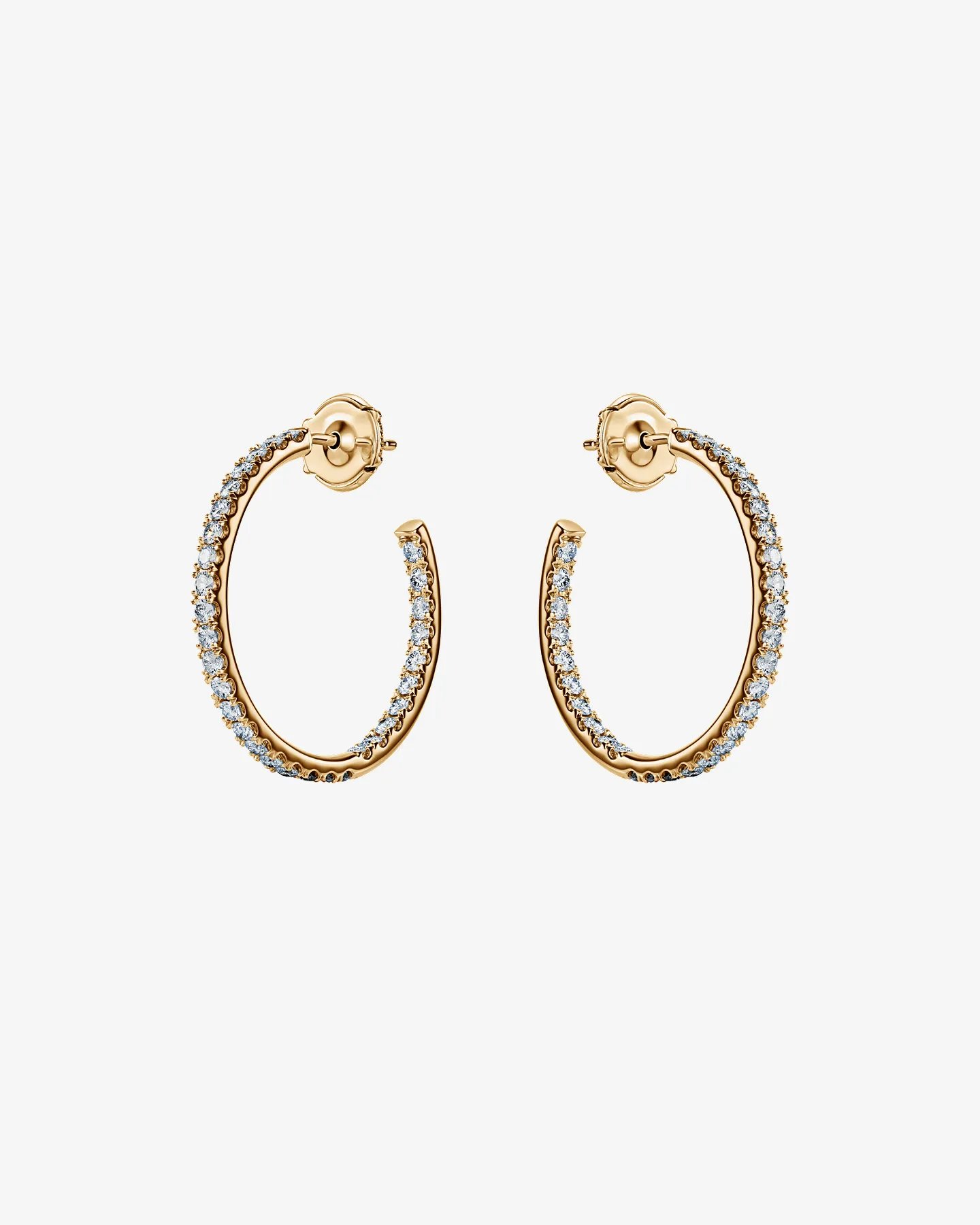 Kolczyki koła z żółtego złota 750 z diamentami pavé 1.15 ct