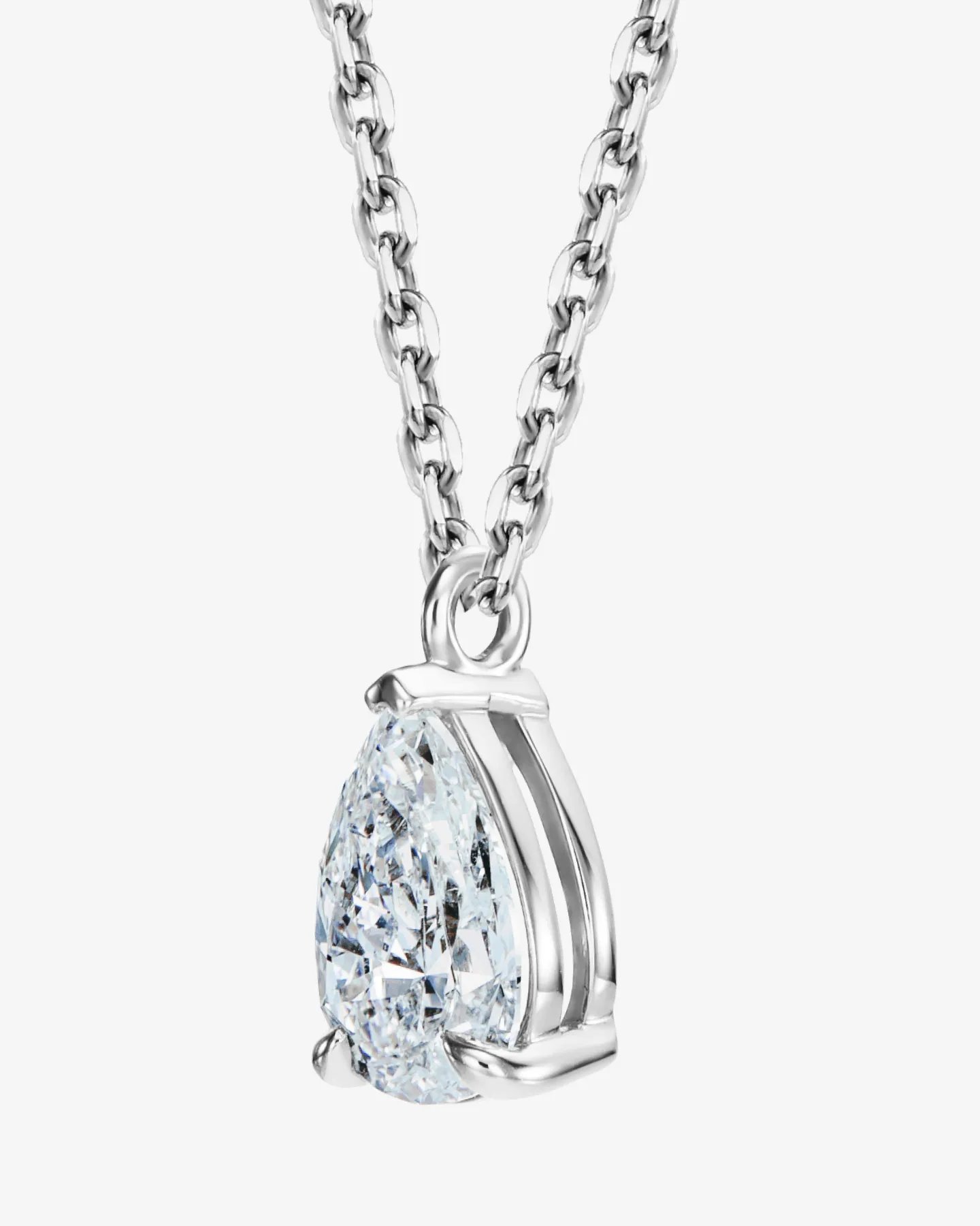 Naszyjnik z białego złota Solitaire Poire z diamentem w szlifie gruszy 0.5 ct 