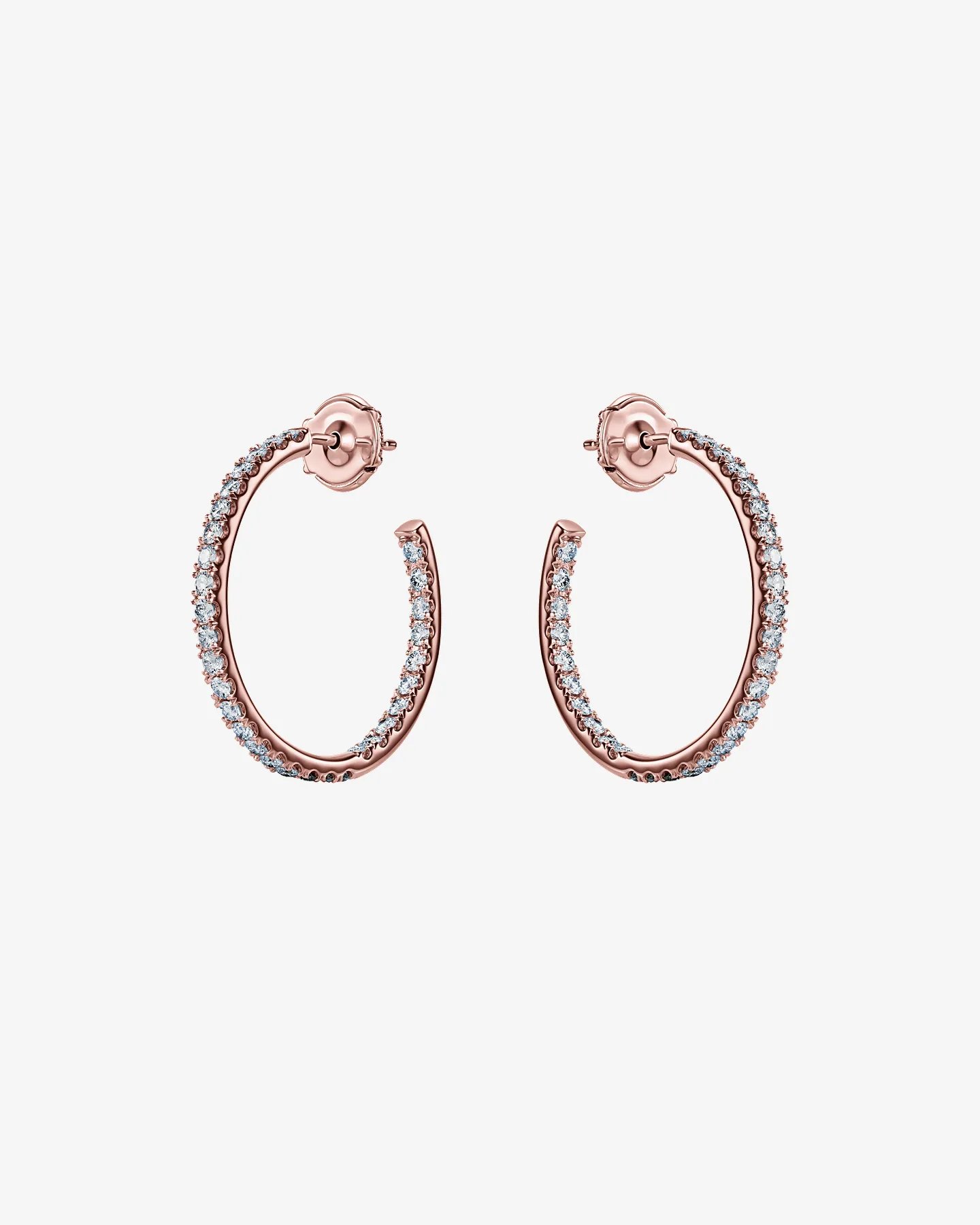 Kolczyki koła z różowego złota 750 z diamentami pavé 1.15 ct