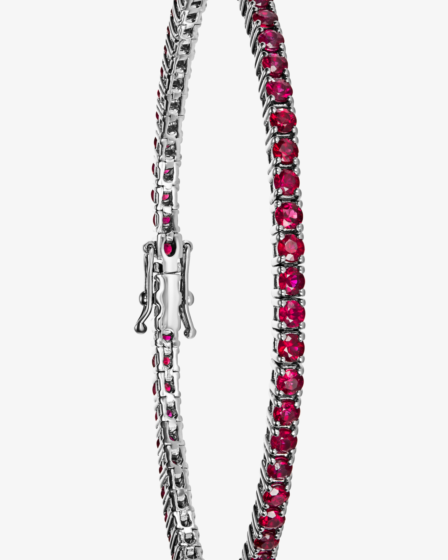 Bransoletka tenisowa z białego złota z rubinami Éternité 2.2