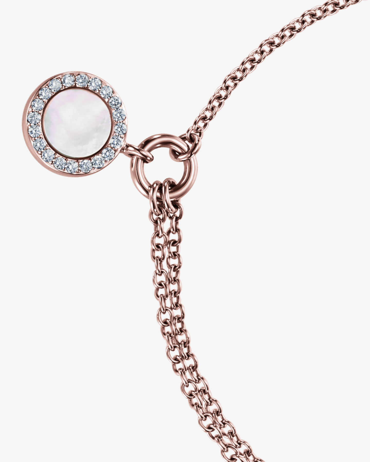 Bransoletka Guerrière Nacrée z różowego złota, brylantami i zawieszką z masy perłowej