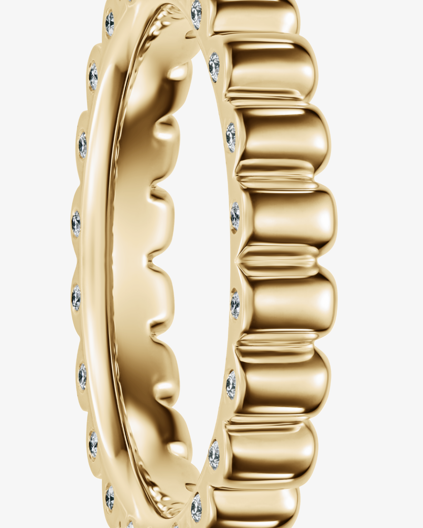 Pierścionek z ryflowaniem z żółtego złota 585 i z brylantami Echo De Moi No.4