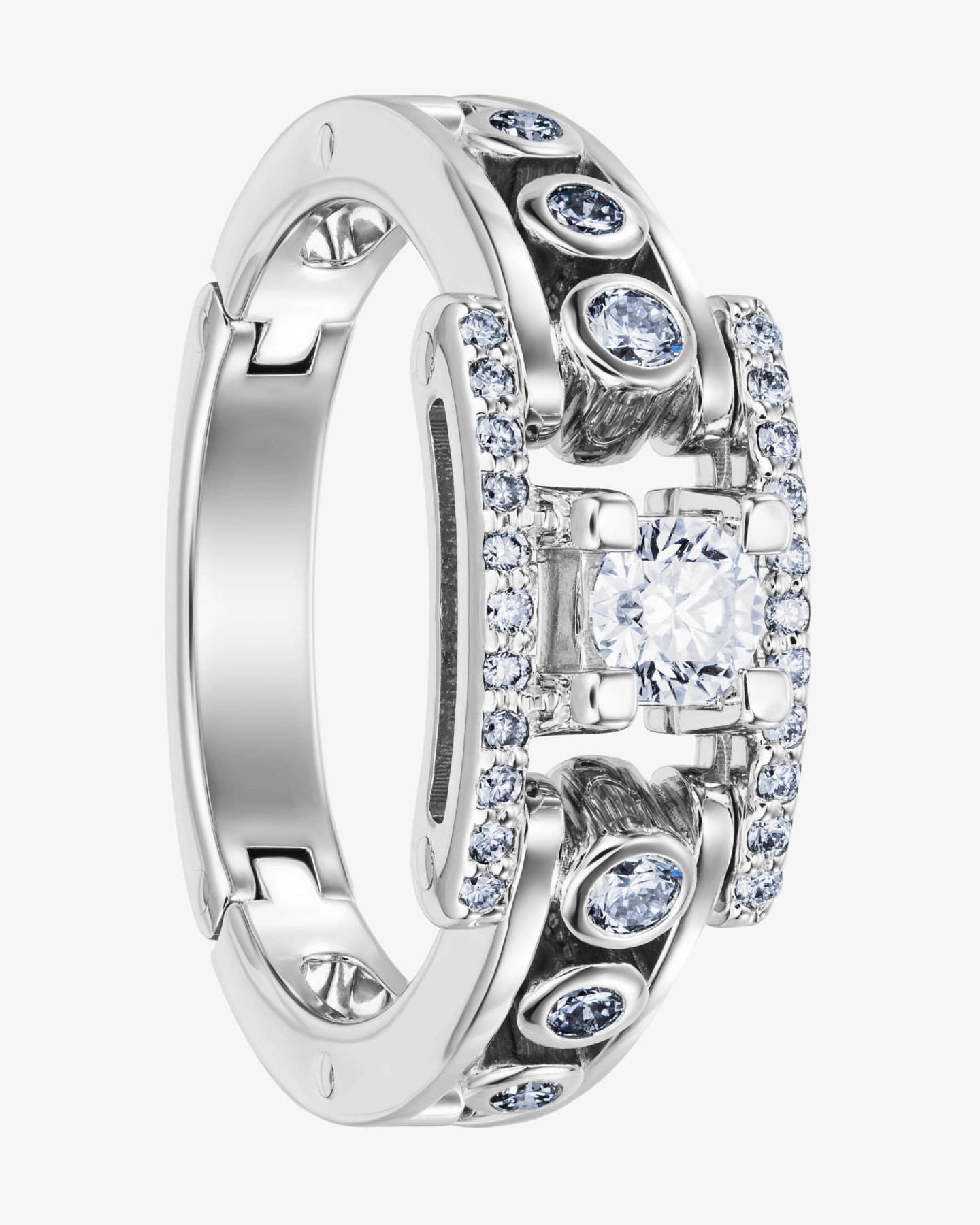 Pierścionek ruchomy z białego złota 585 i brylantami 0.55 ct Sillage Pavé