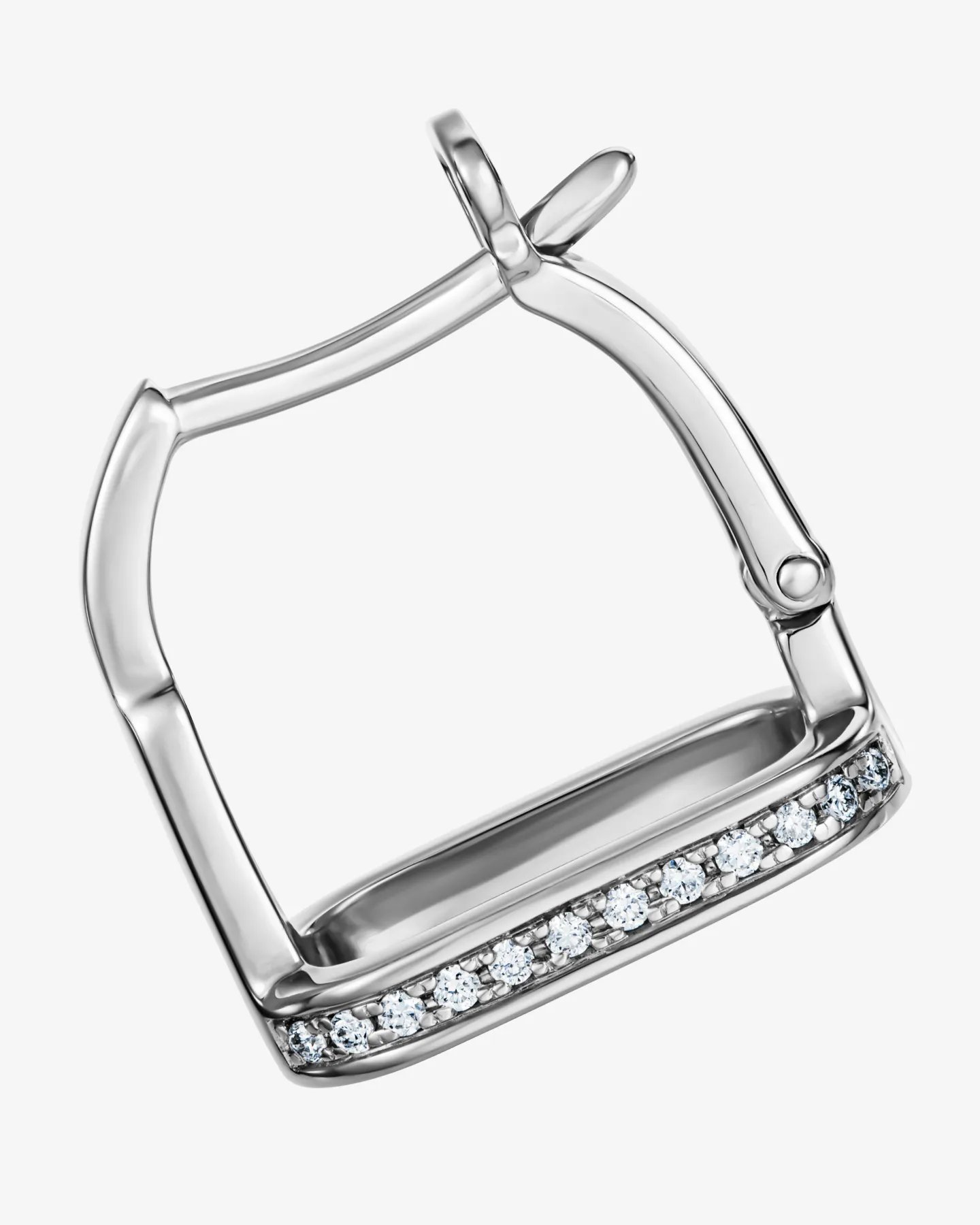 Kolczyki Cheval No.2 z białego złota 585 z diamentami 0,20 ct o brylantowym szlifie inspirowane motywem strzemienia