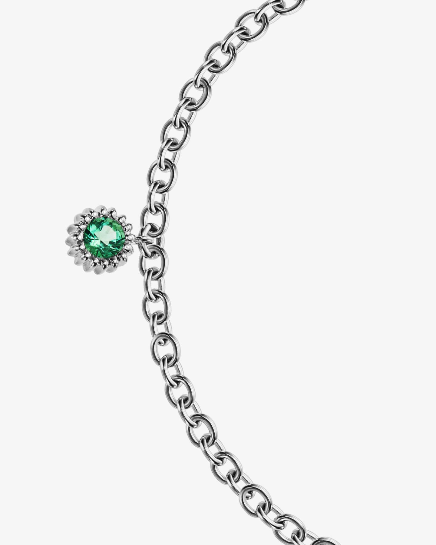 Bransoletka z białego złota 750 z zielonym szmaragdem 0.20 ct Louvre Cannelé 