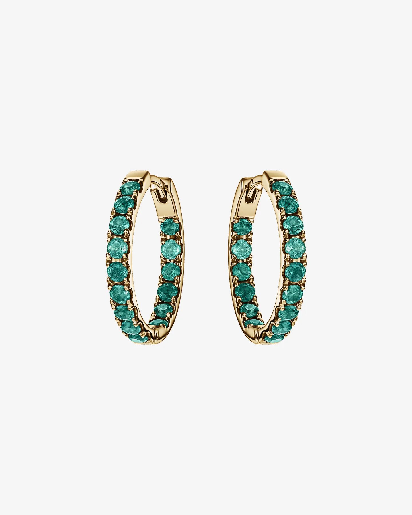 Kolczyki z żółtego złota i zielonych szmaragdów