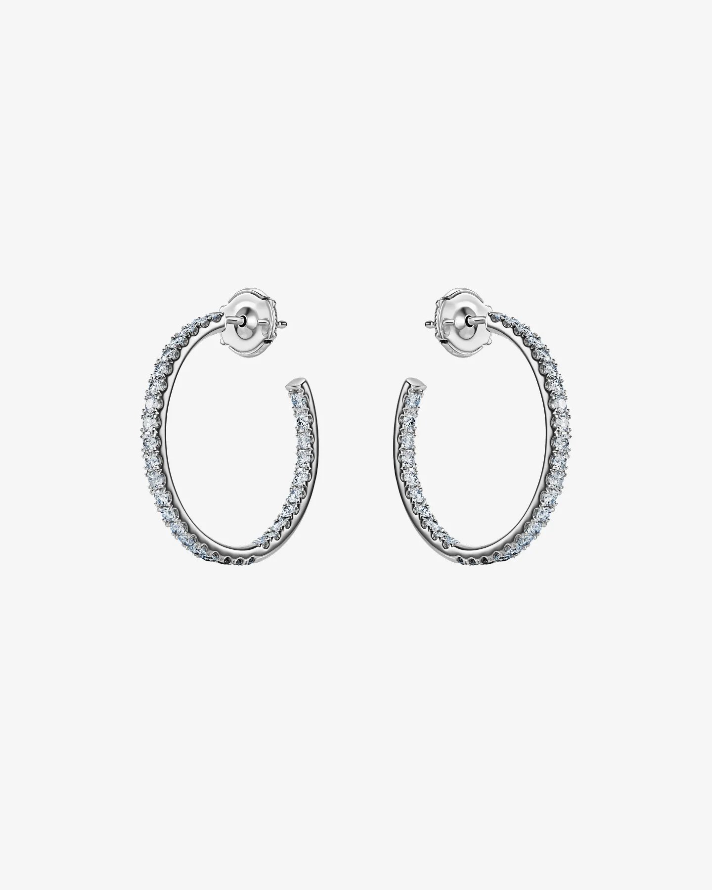 Kolczyki koła z białego złota z diamentami pavé