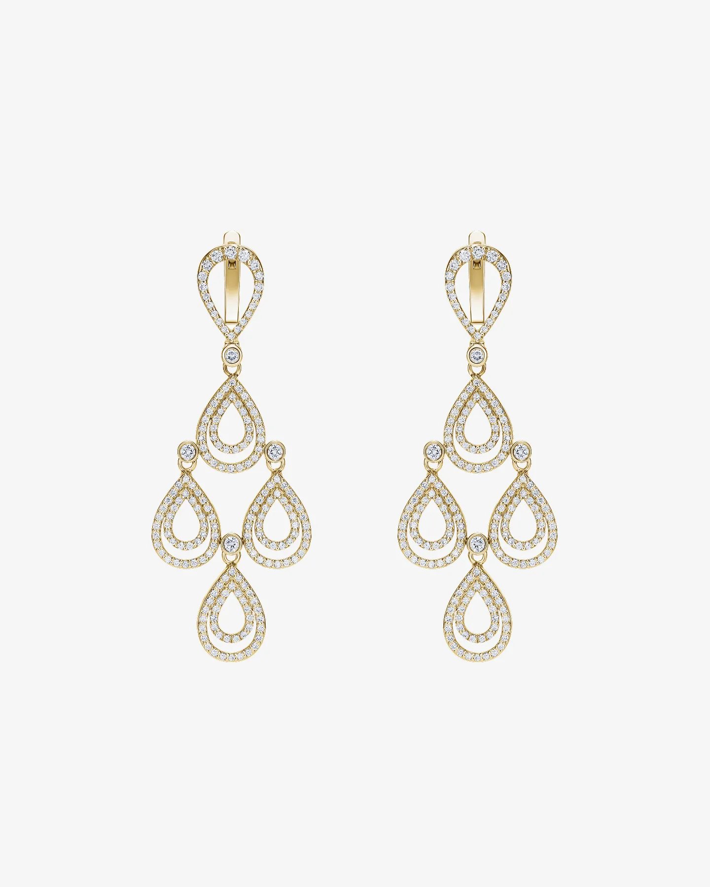 Kolczyki Louvre Cascade No.1 wiszące z brylantami 2.20 ct w żółtym złocie 585