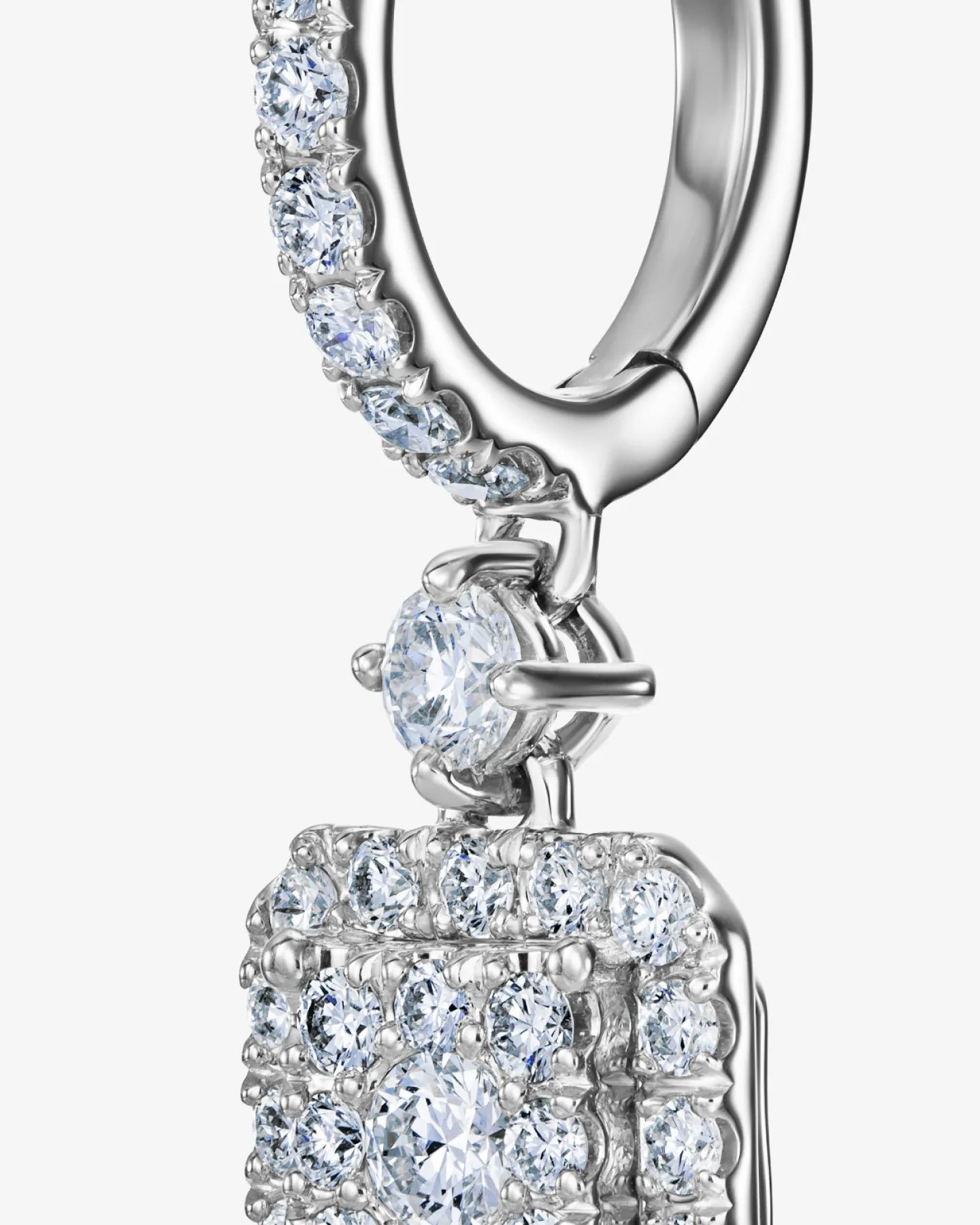 Kolczyki Carré wiszące w białym złocie 585 z brylantami 1.35 ct