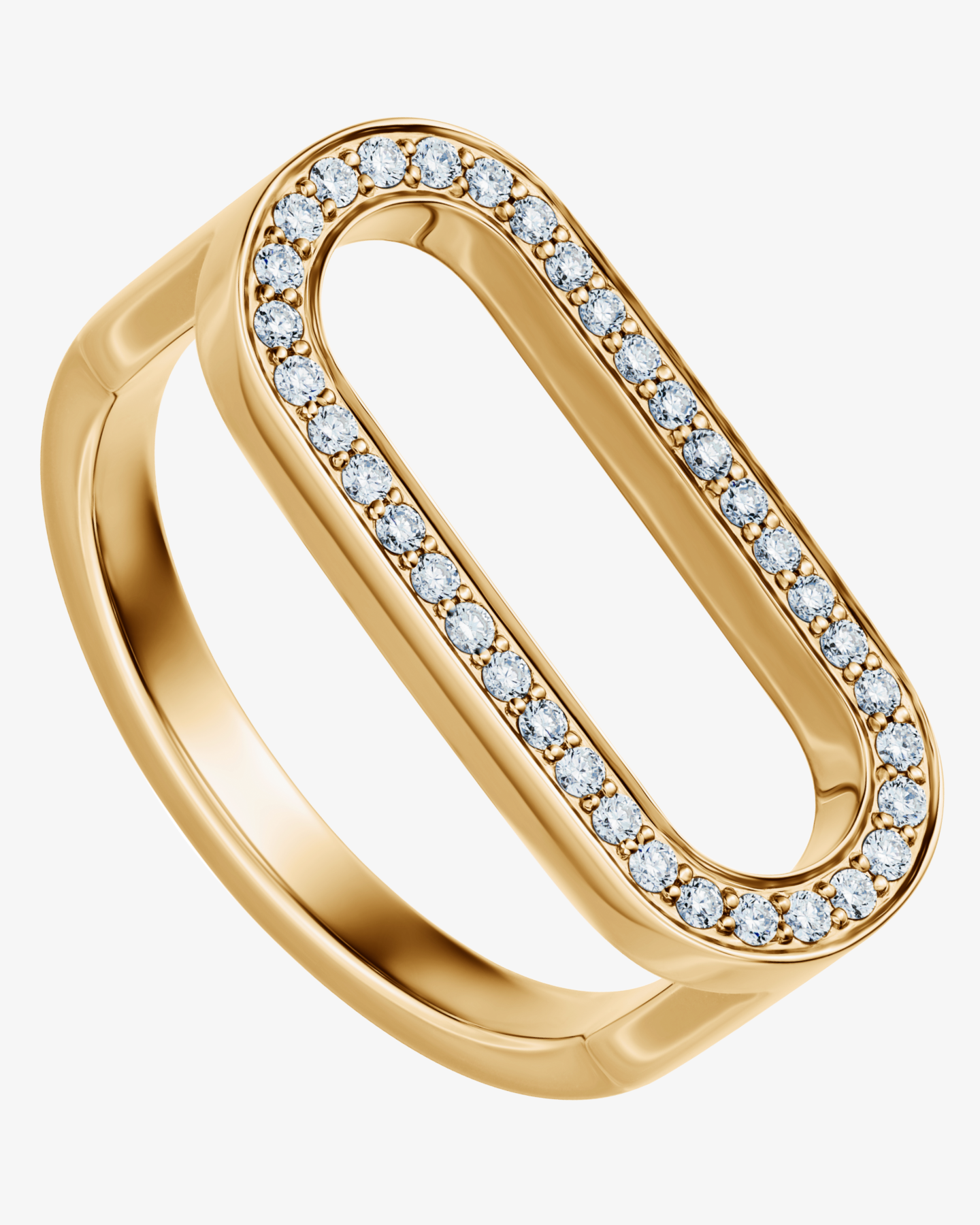 Pierścionek Cheval No.2 z żółtego złota 585 z diamentami 0,15 ct o szlifie brylantowym inspirowany motywem strzemienia