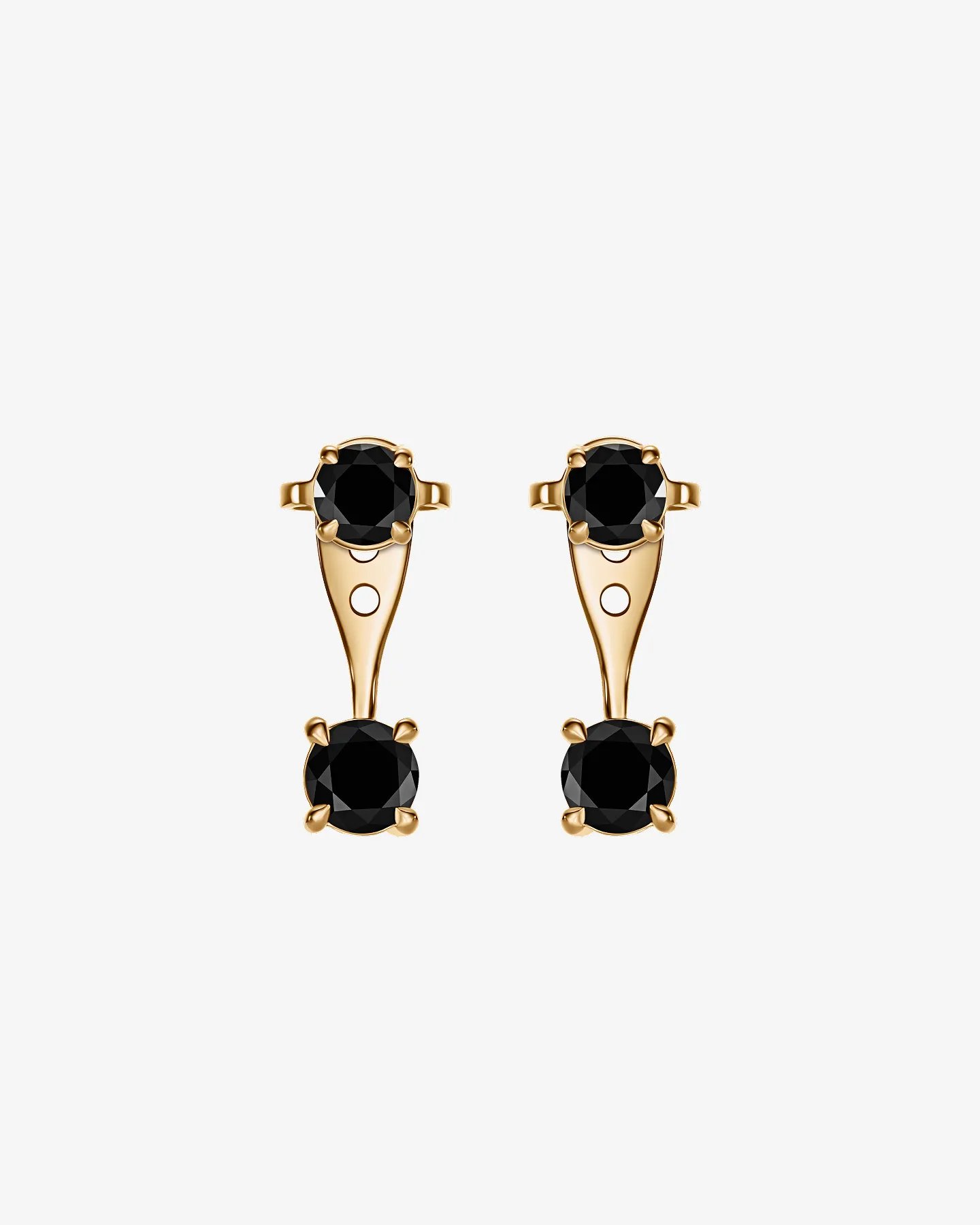 Kolczyki podwójne z czarnymi diamentami 1.50 ct w żółtym złocie 750