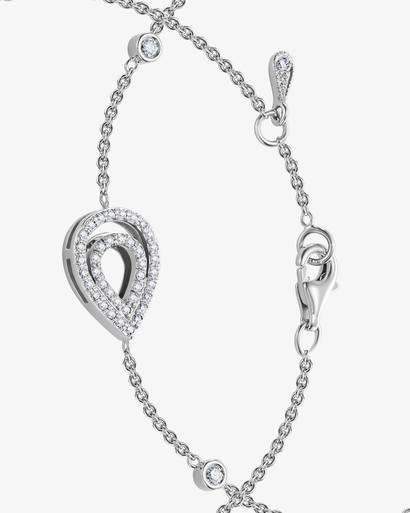 Bransoletka kaskada z białego złota 585 i brylantów