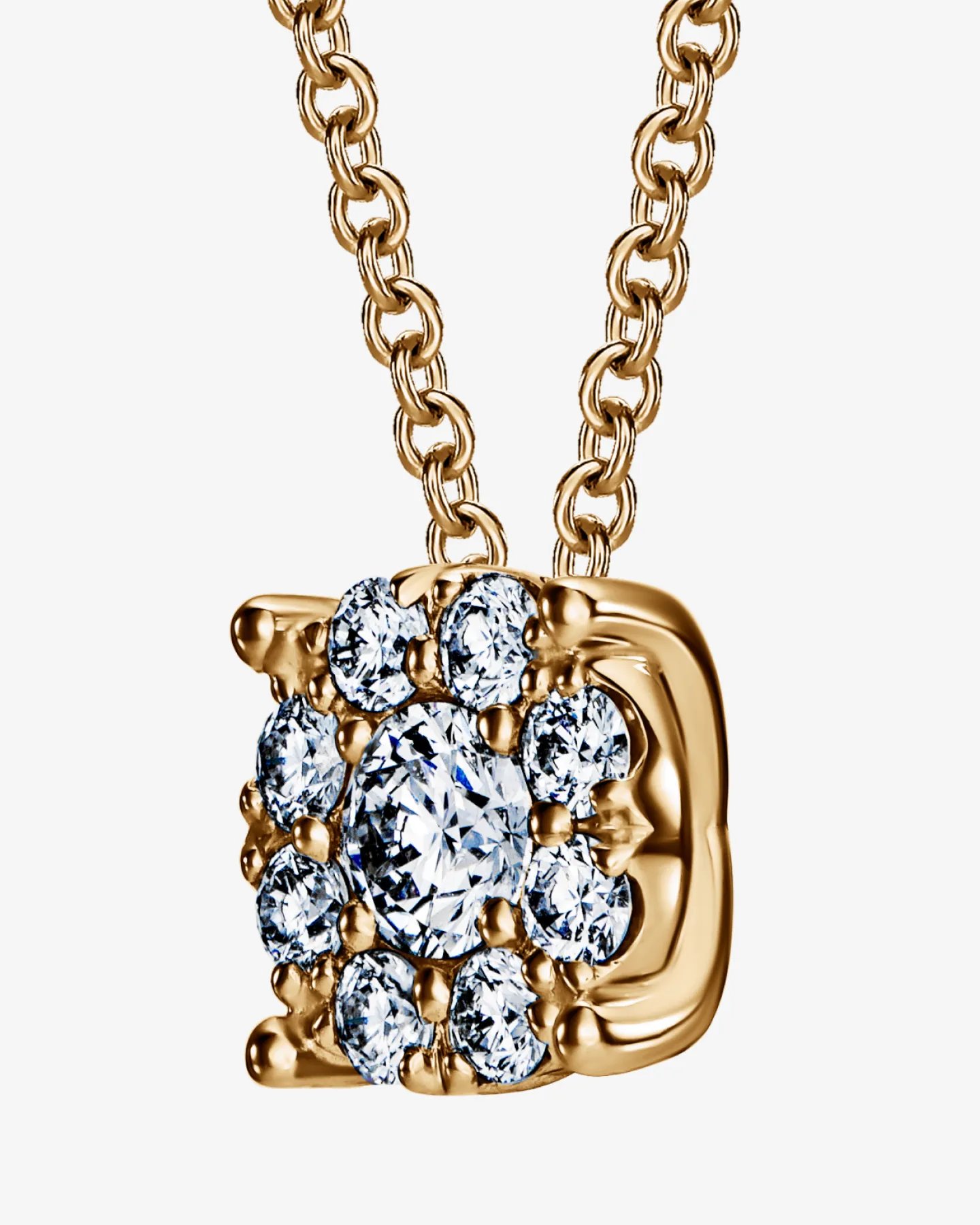 Naszyjnik Fleur z centralnym brylantem 0.27 ct w kształcie rozety – żółte złoto 585