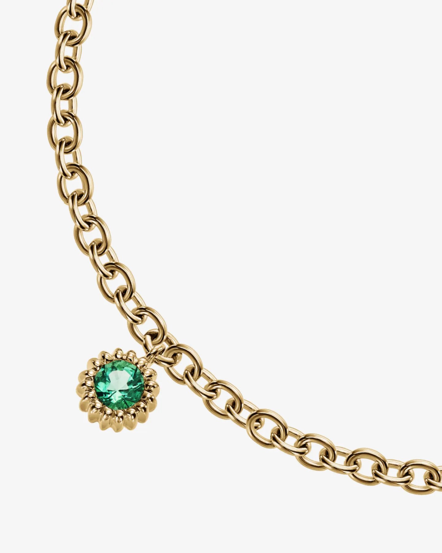 Bransoletka z żółtego złota 750 z zielonym szmaragdem 0.20 ct Louvre Cannelé 