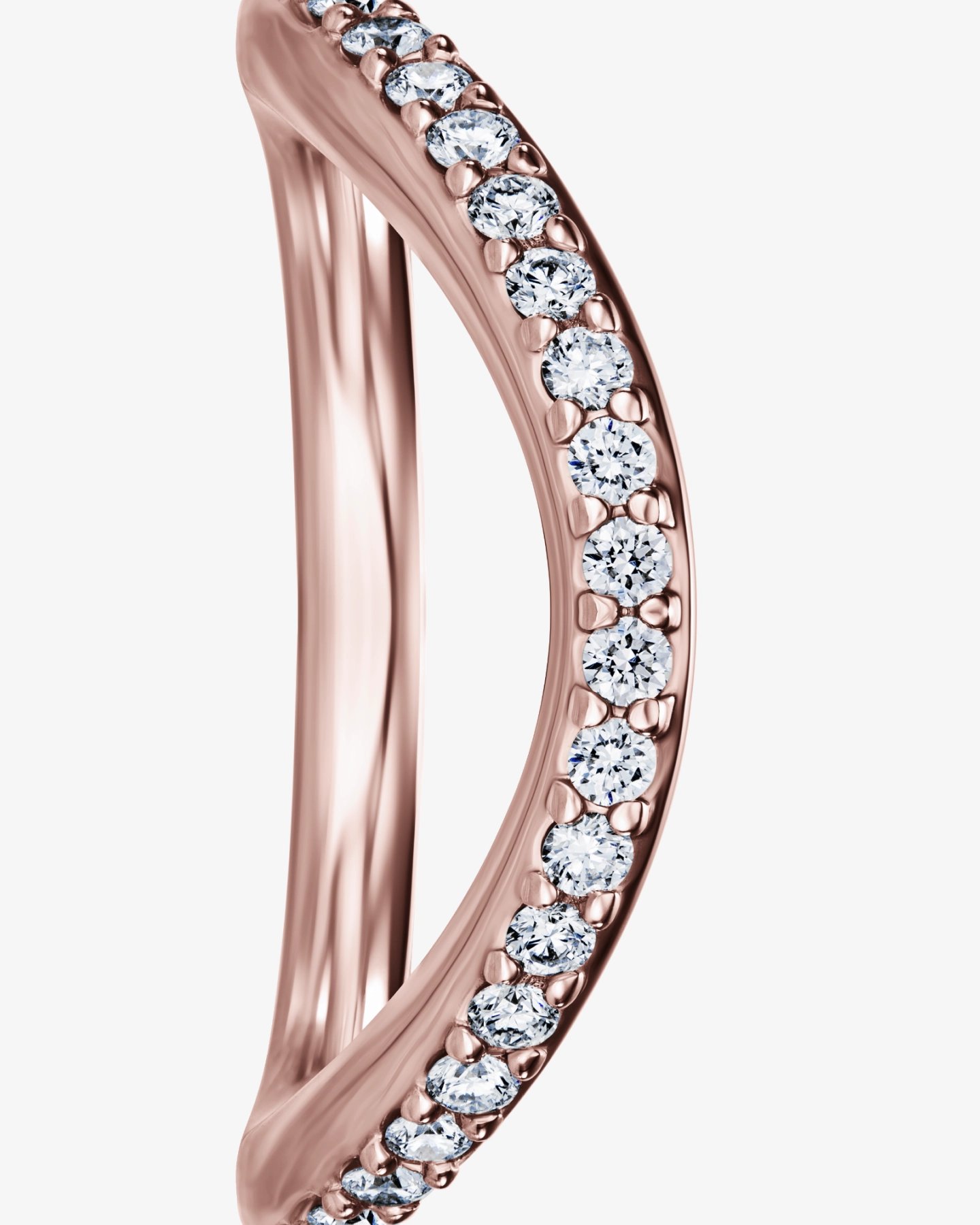 Cienki pierścionek L’Arc z różowego złota 585 z brylantami 0.20 ct