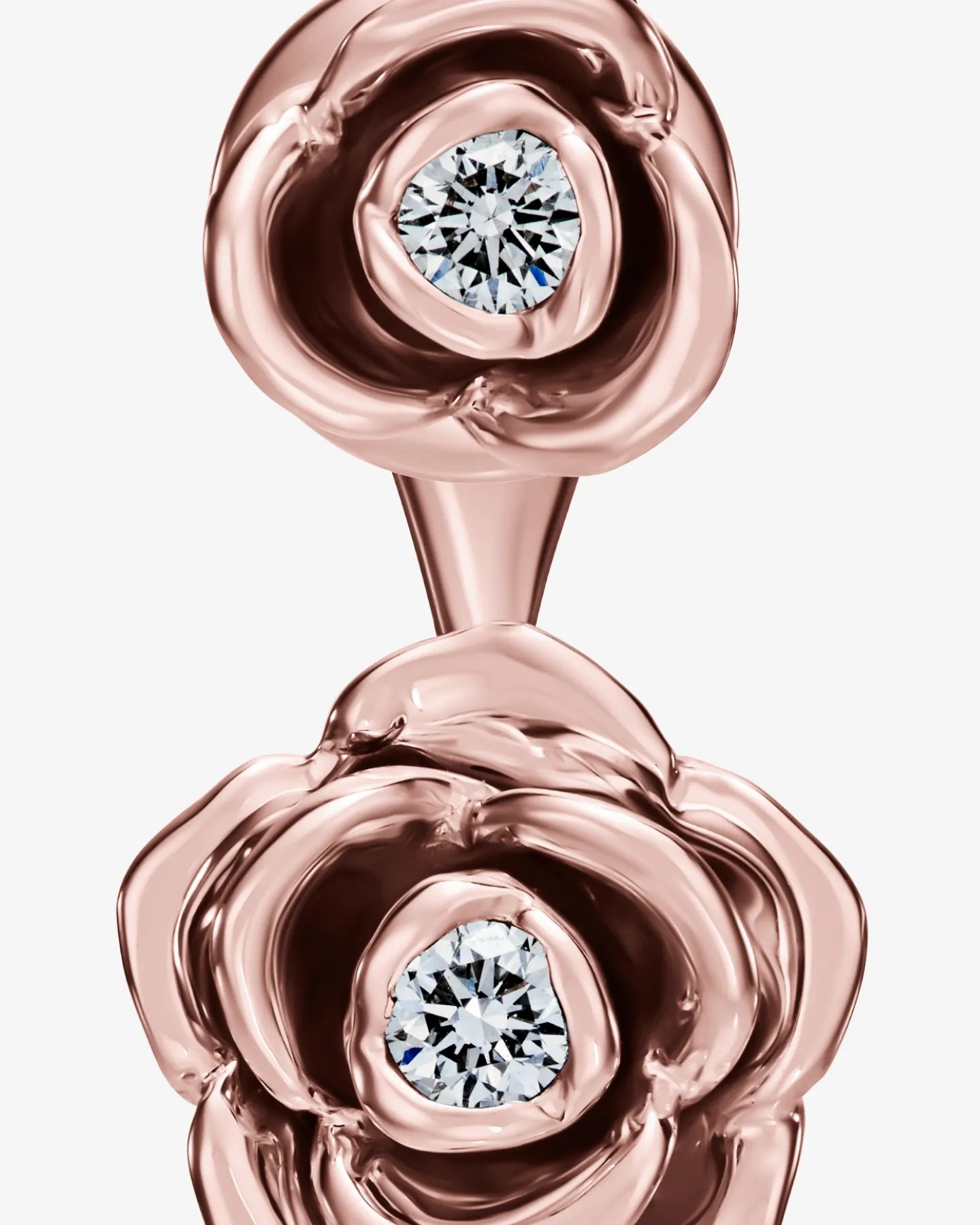 Kolczyki Malma’Rose No.1 z różowego złota 585 z diamentami 0,16 ct o brylantowym szlifie w formie róży